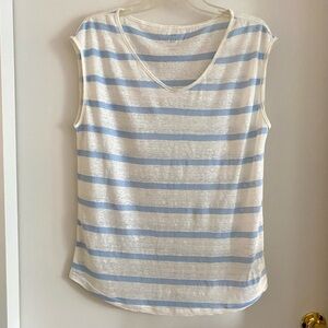 Linen striped cap sleeve top - size L.